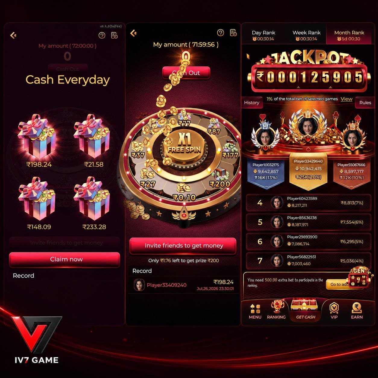IV7 App dashboard with colorful gaming sections and user-friendly controls.